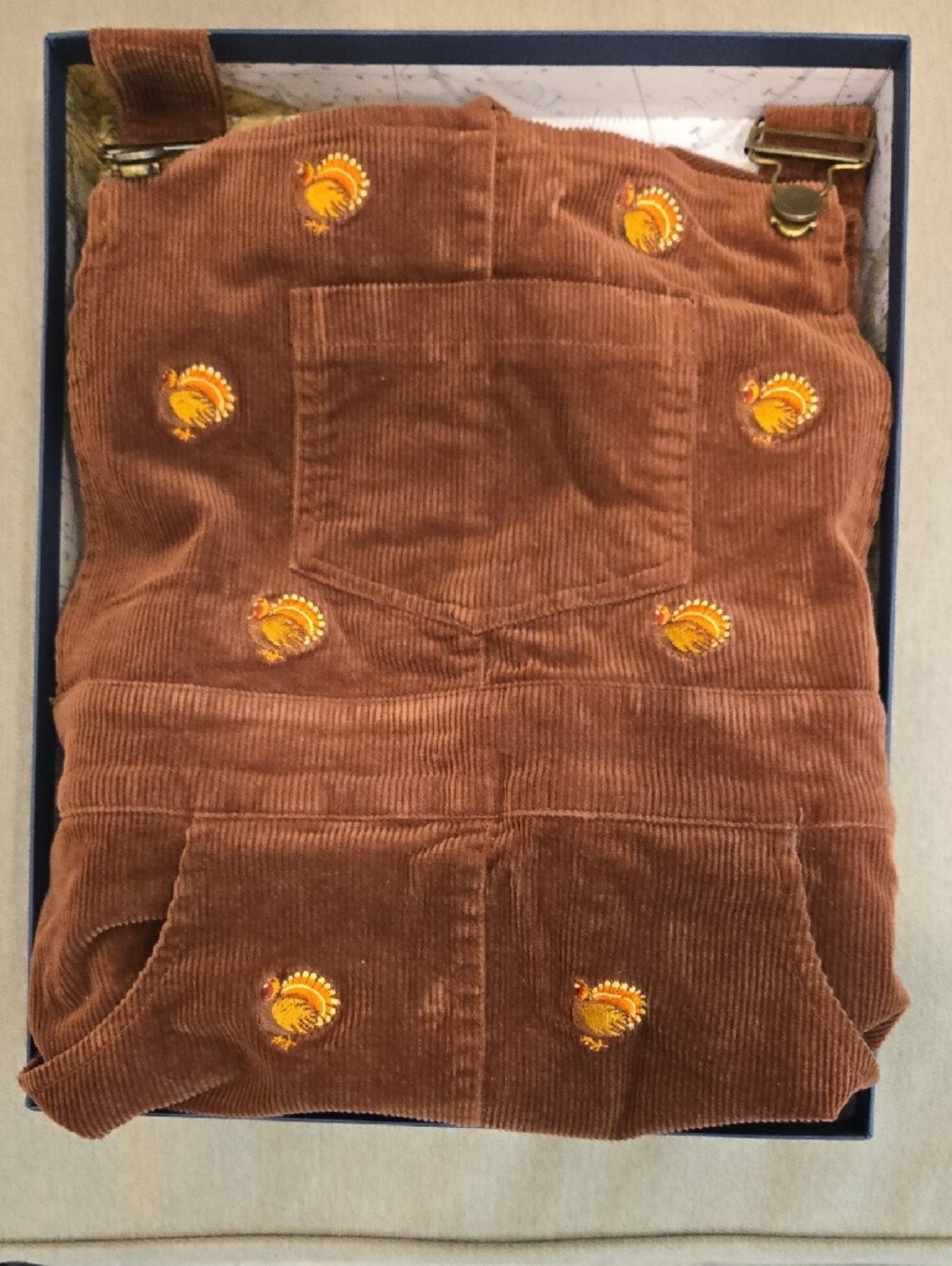 Kiel James Patrick Brown Corduroy Turkey Embroidered Jumper Dress - Picture 6 of 7